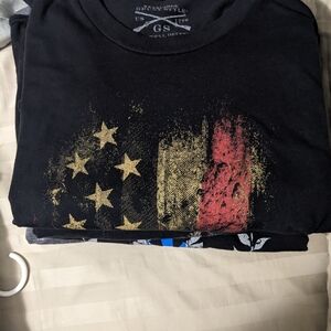 Black Graphic T-Shirt with Flag Design